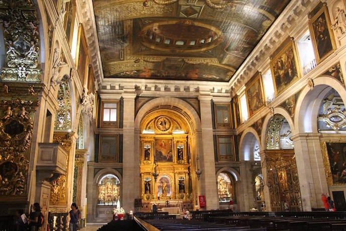 Ornate interior of São Roque Church in Lisbon, Portugal