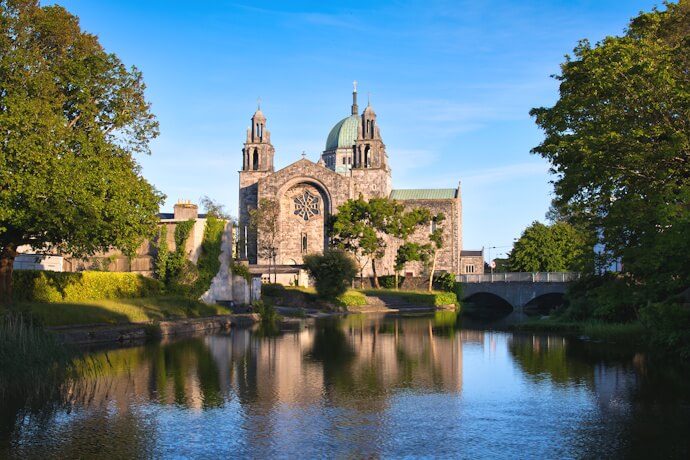 Galway Cathedral reflected in the River Corrib, one of the city’s most recognizable landmarks and architectural highlights.
