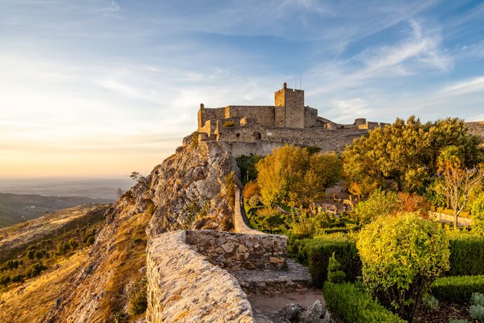 Marvão, with its hilltop castle offering sweeping views across the plains at sunset.