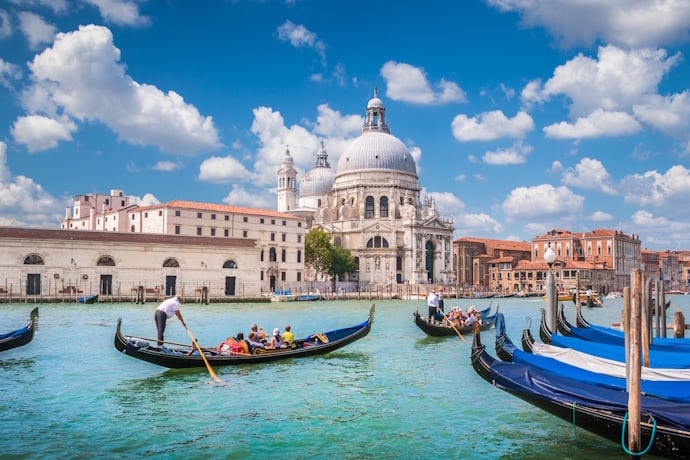 Gondolas near Santa Maria della Salute in Dorsoduro, Venice