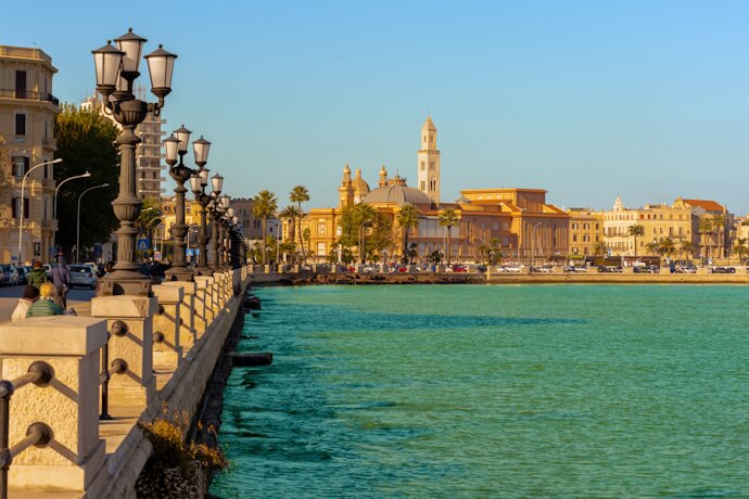 Bari’s seafront promenade overlooking the Adriatic Sea.