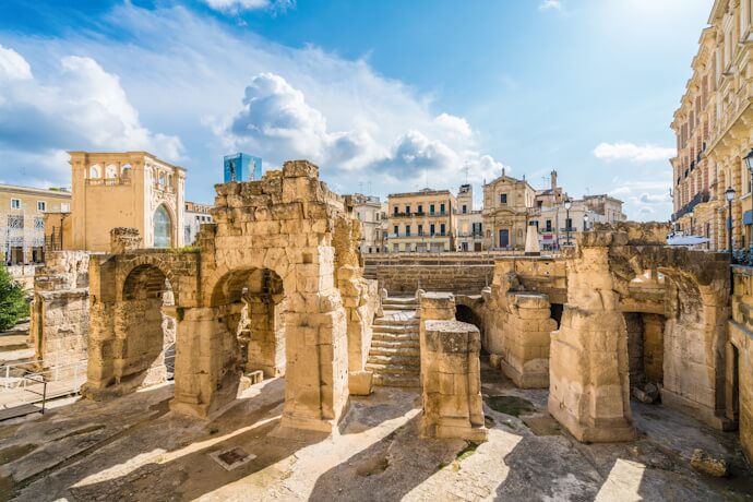 Ancient Roman ruins in the heart of Lecce.