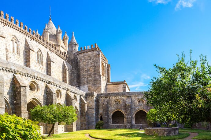 Évora Cathedral and historic architecture in Alentejo